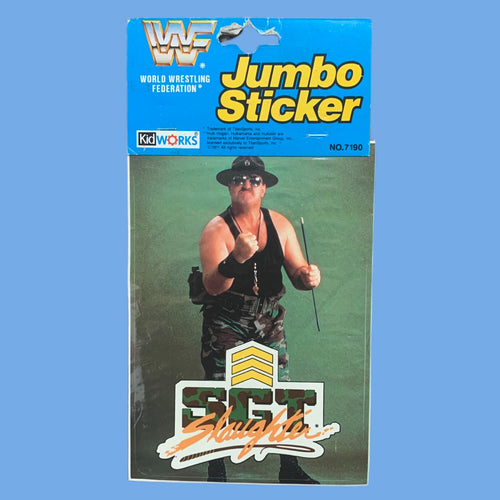 WWF 1990 Sgt Slaughter Jumbo Sticker (New Sealed)