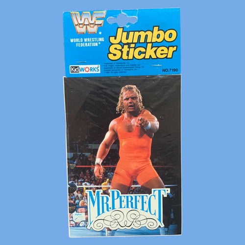WWF 1990 Mr Perfect Jumbo Sticker (New Sealed)